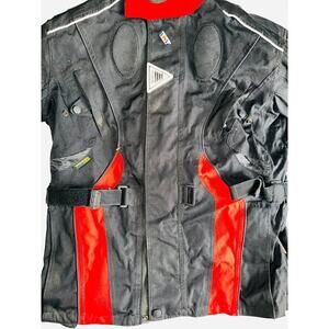 Nitro Armored Motorcycle Jacket Men's Sz XXL Black/Red Belted Body Guard Pockets